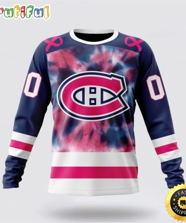 Personalized Nhl Montreal Canadiens Crewneck Sweatshirt Special Pink October Fight Breast Cancer Gift For Man And Women