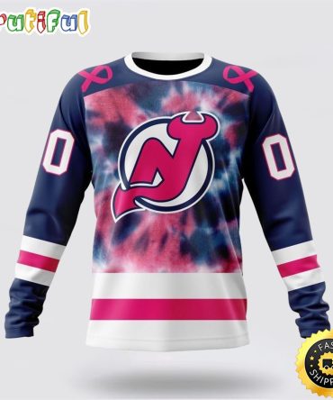 Personalized Nhl New Jersey Devils Crewneck Sweatshirt Special Pink October Fight Breast Cancer Gift For Man And Women