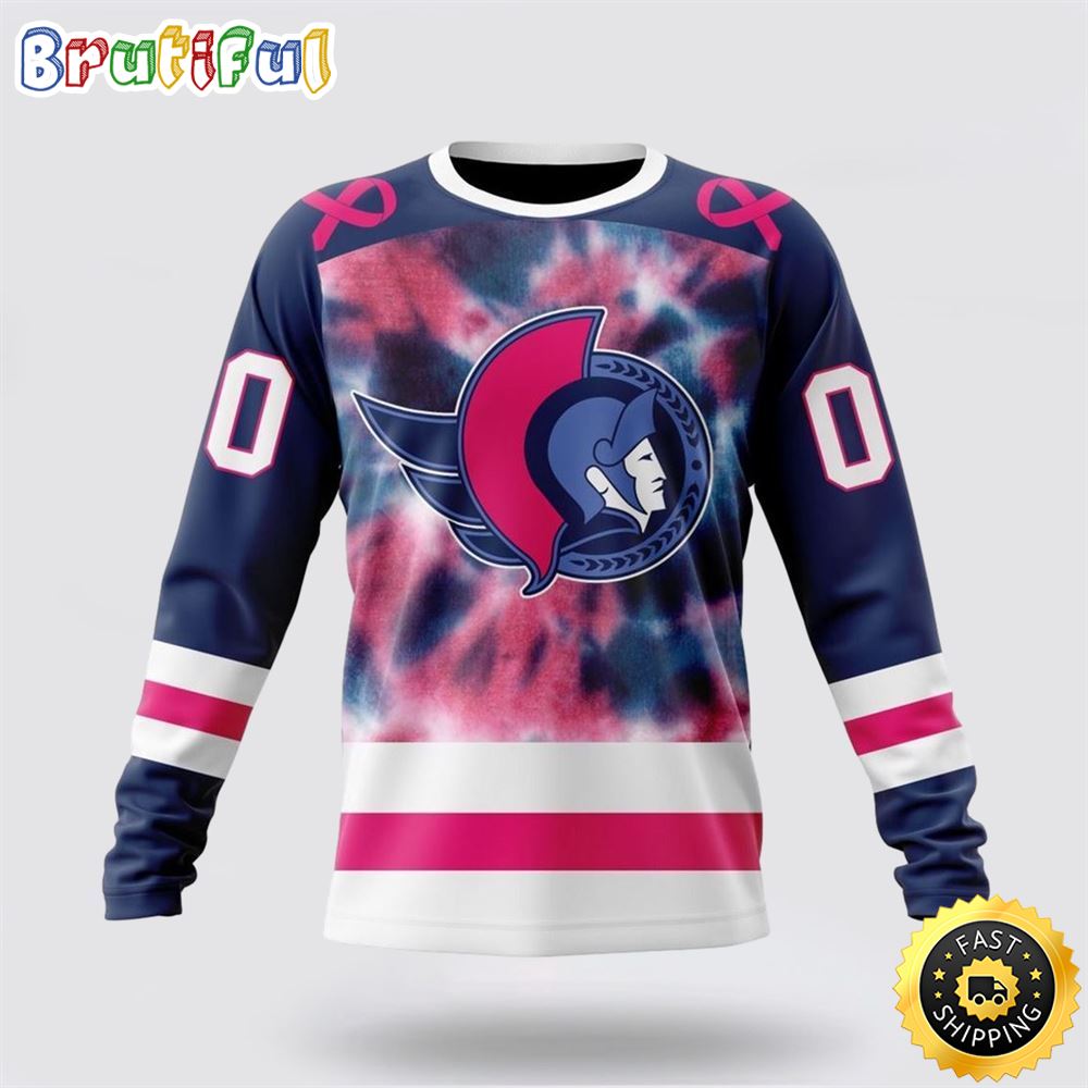 Personalized Nhl Ottawa Senators Crewneck Sweatshirt Special Pink October Fight Breast Cancer Gift For Man And Women