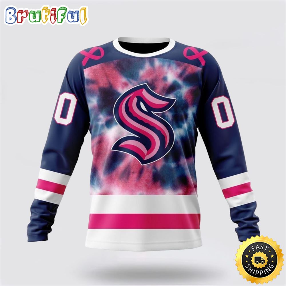 Personalized Nhl Seattle Kraken Crewneck Sweatshirt Special Pink October Fight Breast Cancer Gift For Man And Women