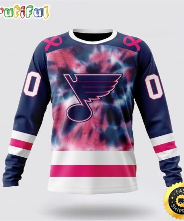 Personalized Nhl St. Louis Blues Crewneck Sweatshirt Special Pink October Fight Breast Cancer Gift For Man And Women