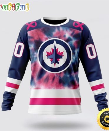 Personalized Nhl Winnipeg Jets Crewneck Sweatshirt Special Pink October Fight Breast Cancer Gift For Man And Women