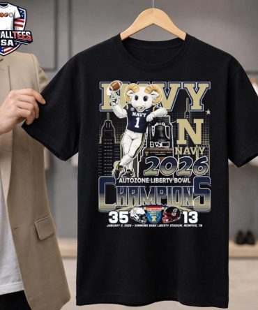 Navy Midshipmen 2025 Autozone Liberty Bowl Champions 35-13 Jan 2 2025 Mascot Unisex Shirt