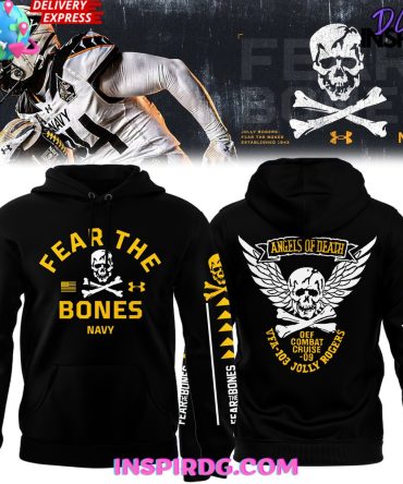 Navy Midshipmen Angel Of Death Fear The Bones Black Hoodie