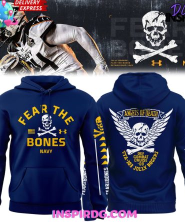 Navy Midshipmen Angel Of Death Fear The Bones Blue Hoodie
