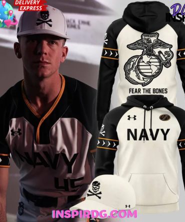 Navy Midshipmen Baseball Fear The Bones Special All Over Print Hoodie, 3D Hoodie