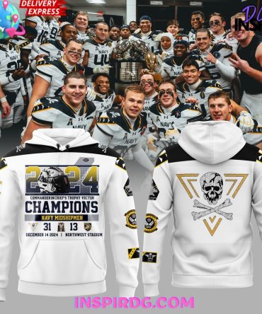 Navy Midshipmen Cic Trophy Champions 2024 White All Over Print Hoodie, 3D Hoodie