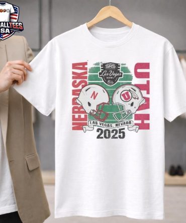 Nebraska Cornhuskers Vs. Utah Utes 2025 Las Vegas Bowl Las Vegas Nevada Helmet T-Shirt