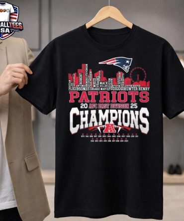 New England Patriots Afc East Champions 1978-2025 Skyline Names Logo Unisex Shirt