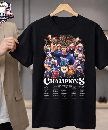 New England Patriots Afc East Champions 2025 Players Signatures Fireworks Unisex Shirt