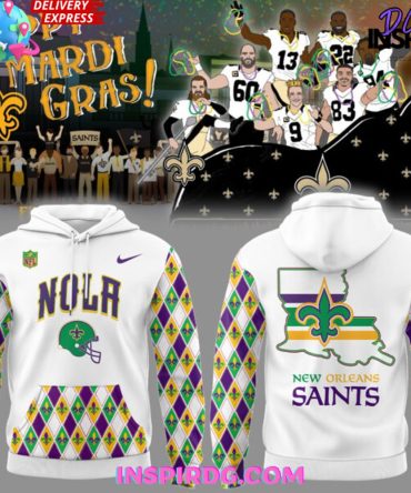 New Orleans Saints Mardi Gras 2025 All Over Print Hoodie, 3D Hoodie