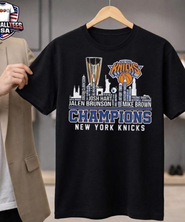New York Knicks Basketball 2025 Nba Cup Champions Skyline City Names T-Shirt