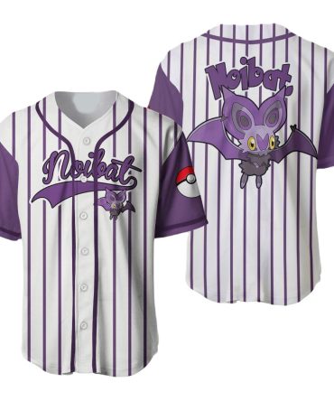 Limited Edition Noibat Baseball Jersey – Stylish Purple & White Pokéball Design