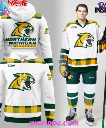 Northern Michigan Wildcats Hockey 2025 Plaid All Over Print Hoodie, 3D Hoodie
