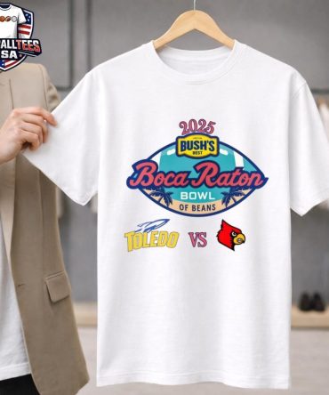 Official Boca Raton Bowl Of Beans 2025 Rockets Of Toledo Vs The Cardinals Of Louisville Logo Shirt