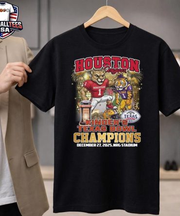 Official Houston Cougars 2025 Kinder’S Texas Bowl Champions Nrg Stadium Mascot Shirt