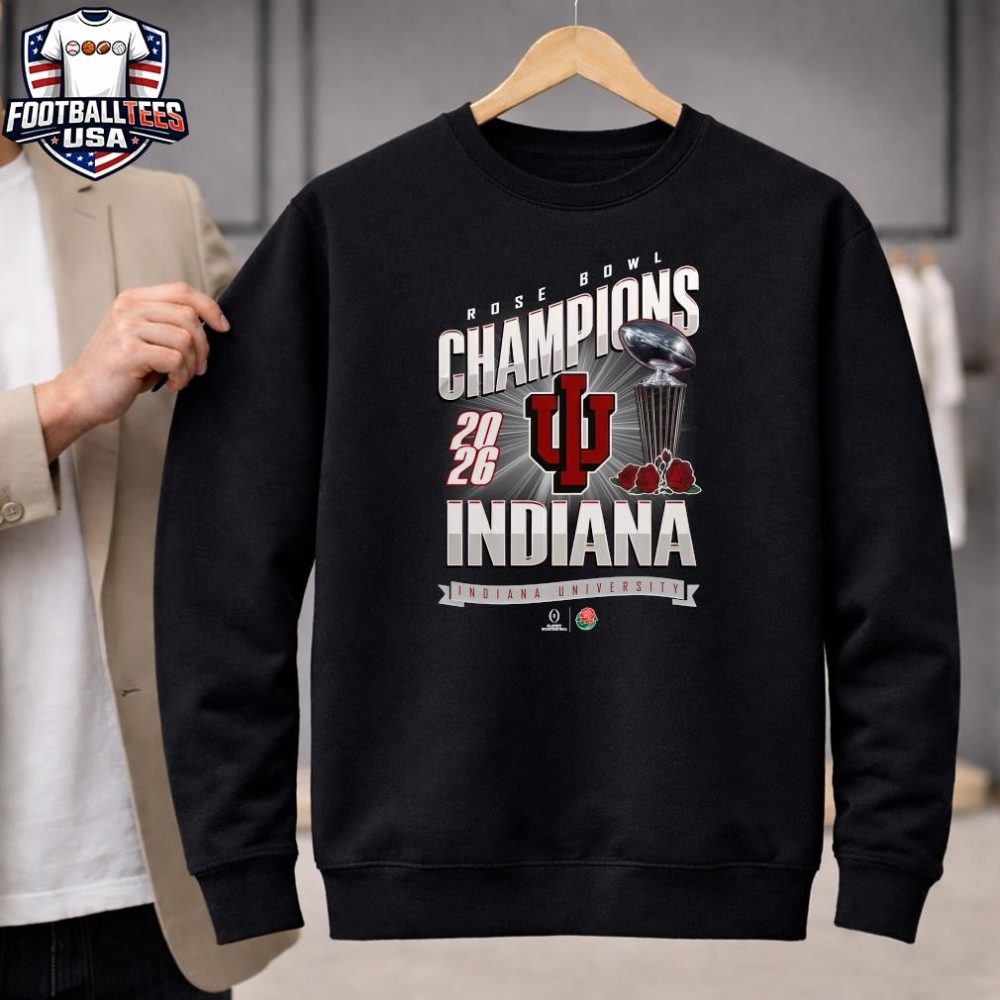 Official Indiana University 2026 Rose Bowl Champions Trophy Shirt - Image 2