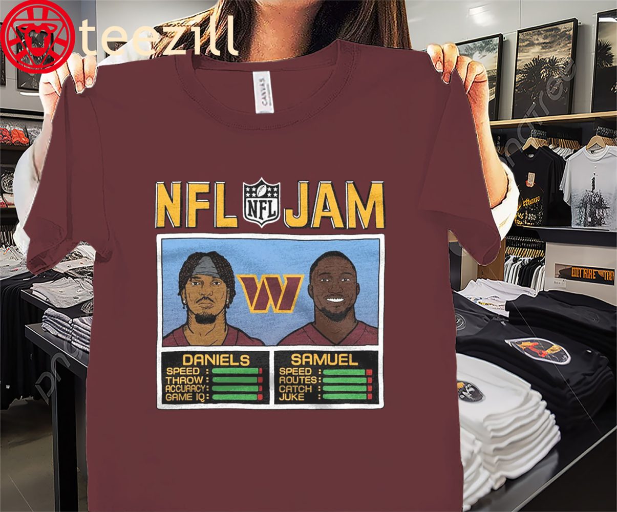 Official Nfl Jam Commanders Daniels And Samuel Shirt Washington Commanders Football Tee