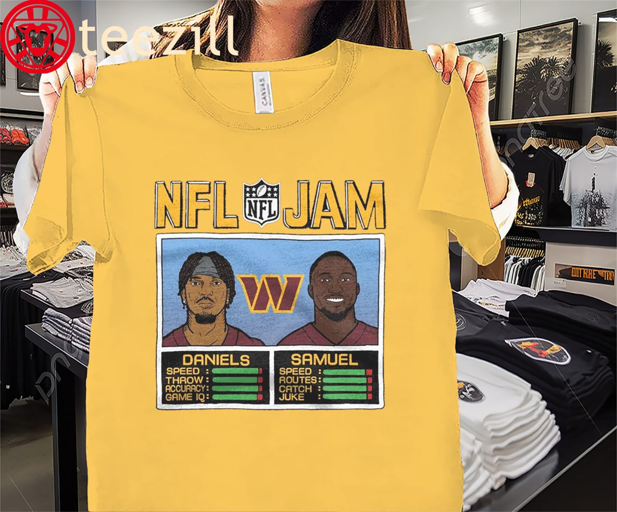 Official Nfl Jam Commanders Daniels And Samuel Shirt Washington Commanders Football Tee - Image 2