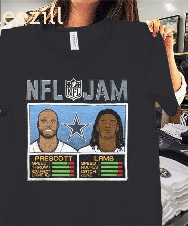 Official Nfl Jam Cowboys Prescott And Lamb Shirt Dallas Cowboys Football Tee