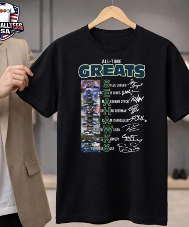 Official Seattle Seahawks All-Time Greats Players Signatures 2025 Shirt