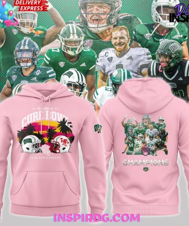 Ohio Bobcats Cure Bowl Champions 2024 Pink All Over Print Hoodie, 3D Hoodie