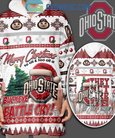 Ohio State Buckeyes Battle Cry They Not Like Us Christmas Oodie Hoodie Blanket