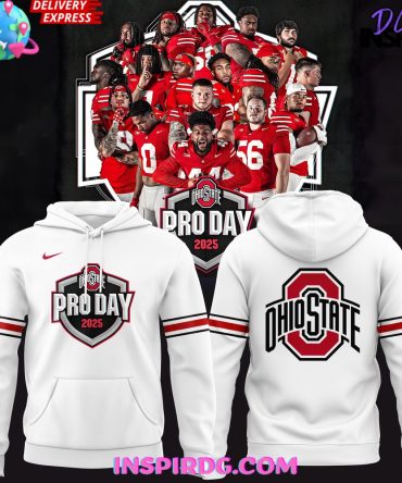 Ohio State Buckeyes Pro Day 2025 White All Over Print Hoodie
