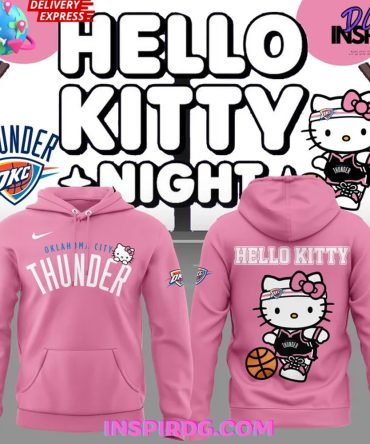 Oklahoma City Thunder X Hello Kitty 2025 Pink All Over Print Hoodie, 3D Hoodie