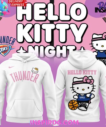 Oklahoma City Thunder X Hello Kitty 2025 White All Over Print Hoodie, 3D Hoodie