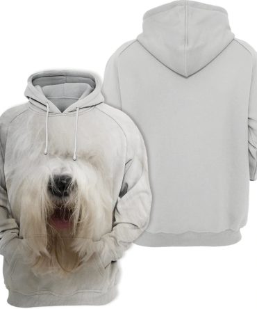 Dog Hoodie Old English Sheepdog Dog Face Graphic Hoodie White Unisex