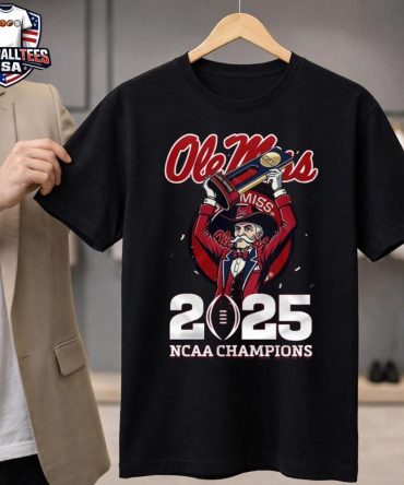 Ole Miss Rebels 2025 Ncaa Champions Mascot Trophy Unisex Shirt