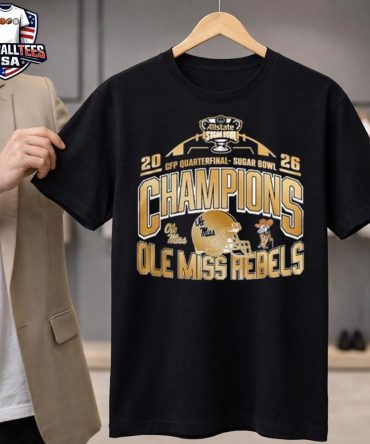 Ole Miss Rebels Cfp Quarterfinal Sugar Bowl Champions 2026 Gold Helmet Unisex Shirt