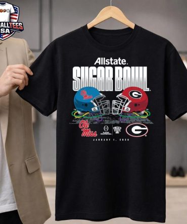 Ole Miss Rebels Vs Georgia Bulldogs Cfp Allstate Sugar Bowl January 1 2026 Helmets Logo T-Shirt