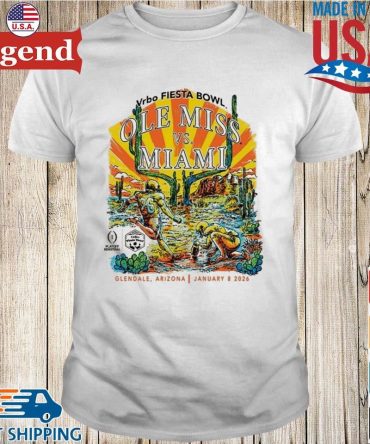 Ole Miss Rebels Vs Miami Hurricanes 2026 Vrbo Fiesta Bowl Glendale Arizona January 8 2026 Cactus Sunset T-Shirt
