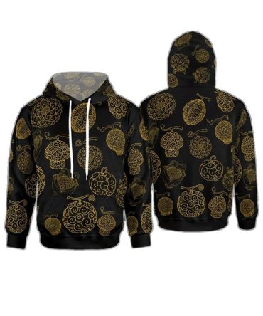 One Piece Hoodie One Piece Fruit Devil Pattern Hoodie Black Yellow Unisex