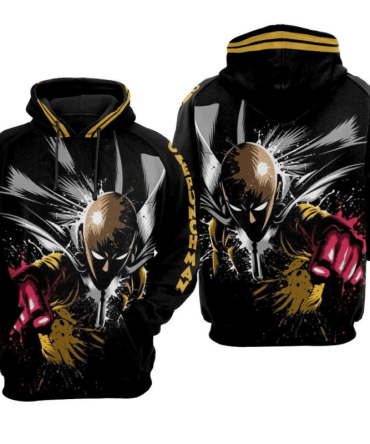 One Punch Man Hoodie One Punch Man Saitam Fight Hoodie Black Unisex