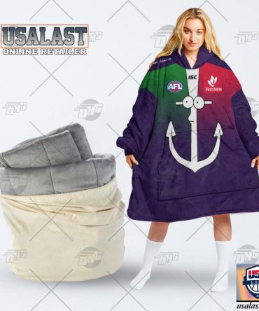 Personalised Afl Fremantle Dockers Woodside Blanket Hoodie Hoodie Blanket