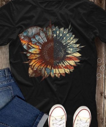 Usa Flag Pattern Sunflower Shirt, Patriotic Shirt, American Flag Shirt, Usa Shirt