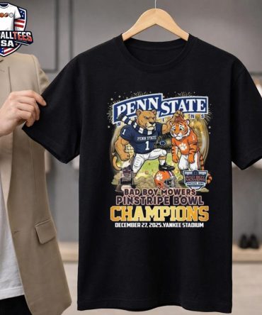Penn State Nittany Lions Beat Clemson Tigers 2025 Bad Boy Mowers Pinstripe Bowl Champions Mascot Unisex Shirt