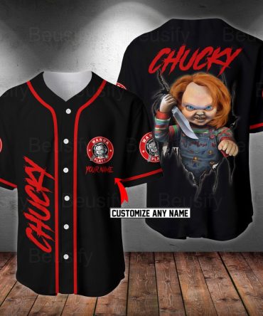 Customizable Chucky Baseball Jersey - Horror Fan Must-Have! Personalize With Your Name