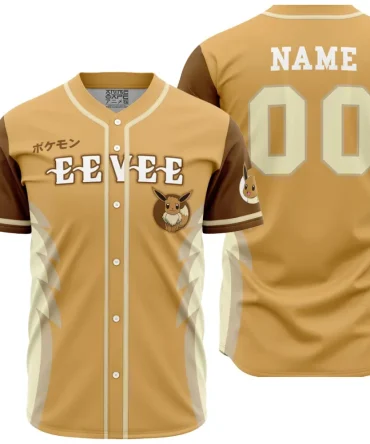Personalized Eevee Eeveelution Pokemon Baseball Jersey