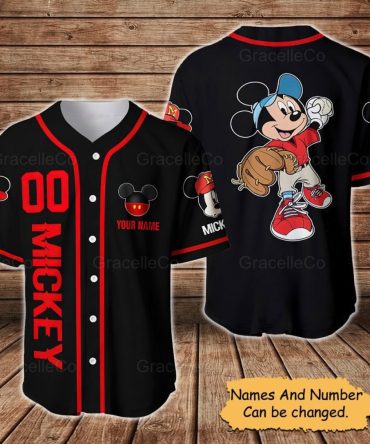 Customizable Mickey Baseball Jersey – Personalized Name & Number, Fun Disney Design