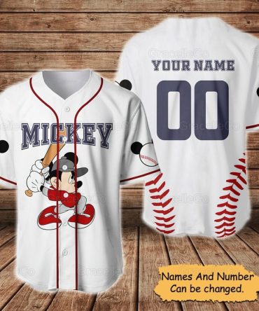 Customizable Mickey Baseball Jersey - Personalize With Your Name & Number - Perfect Gift For Fans!