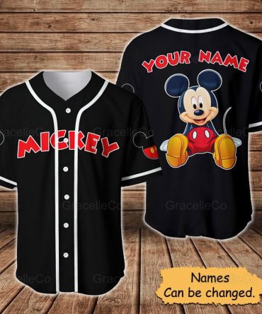 Customizable Mickey Baseball Jersey – Personalized Name, Classic Cartoon Design