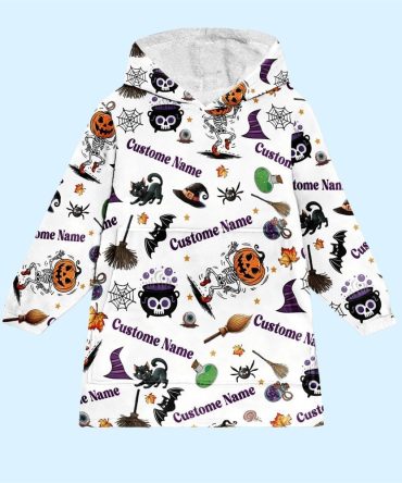 Personalized Spooky Halloween Blanket Hoodie
