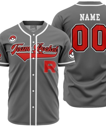 Personalized Team Rocket Grunt Gray Pokemon Baseball Jersey