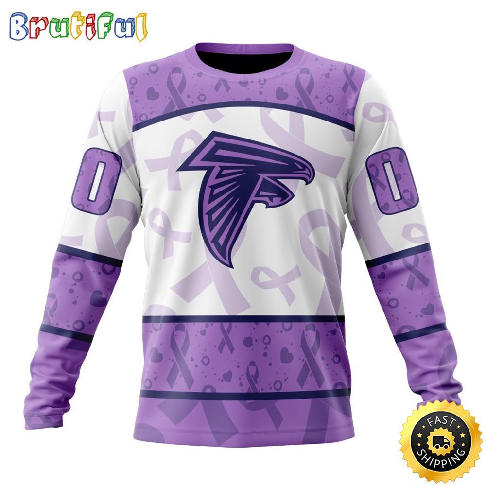 Personalized Nfl Atlanta Falcons Crewneck Sweatshirt Special Lavender Fights Cancer Unisex Sweatshirt