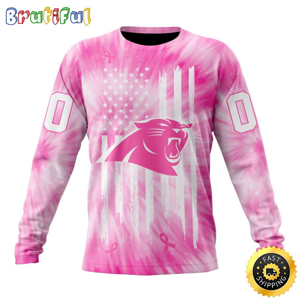 Personalized Nfl Carolina Panthers Crewneck Sweatshirt Special Pink Tie-Dye Unisex Sweatshirt