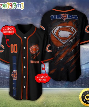 Personalized Nfl Chicago Bears Baseball Jersey Athletic Team Shirts